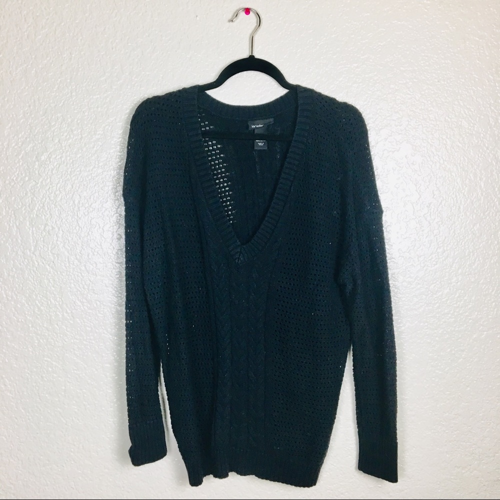 Lane Bryant Black Knit V neck Knit Sweater XL